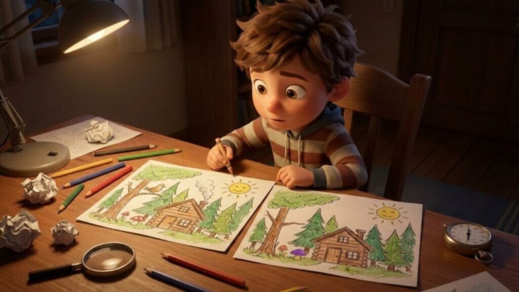 Find 3 Changes in This Boy Drawing