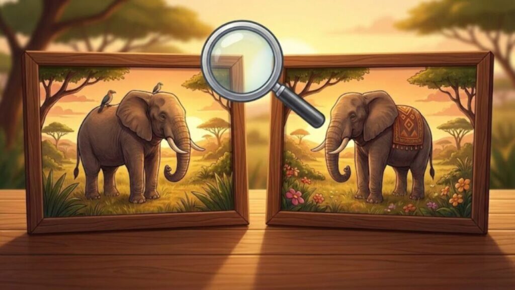 Spot Differences in Elephant Pictures