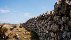 A 7,000-year-old stone wall discovered off the French coast may have been built by hunter-gatherers, reshaping early history