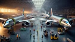 The world’s largest factory employs 30,000 people, could hold 3,753 Olympic pools, and can build eight jets at once